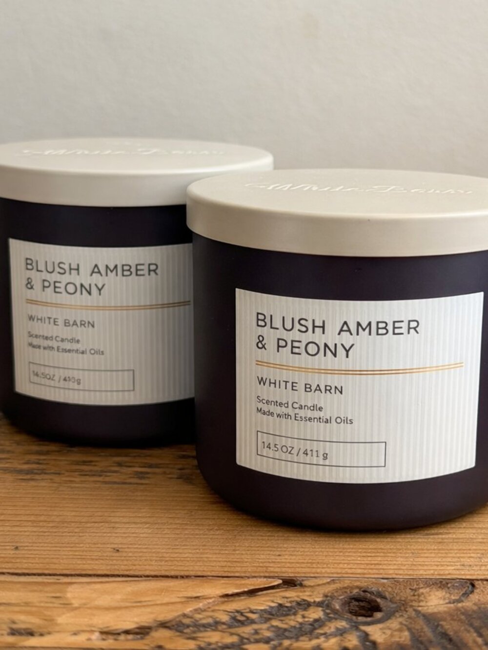 White Barn Blush Amber & Peony Candle - Deep Purple ~ Lot of 2 NIB